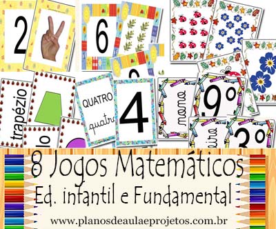 Combo de 8 Jogos Matemáticos (cartelas coloridas) - Planos de Aula