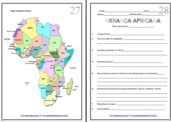 Atividades sobre áfrica