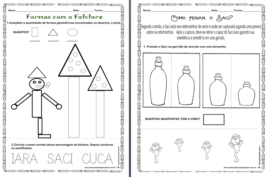 Jogos do folclore (quebra-cabeça + memória) + atividades