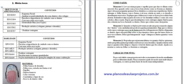 modelo atividades plano de saúde bucal