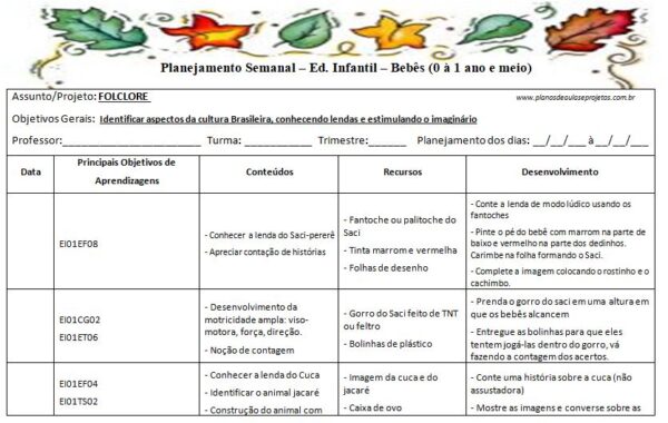 plano de aula folclore