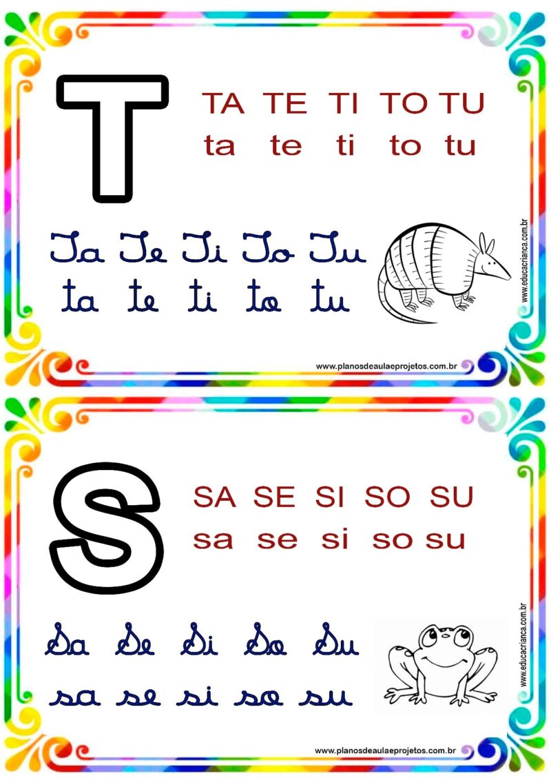 Fichas de leitura com todas as letras do alfabeto