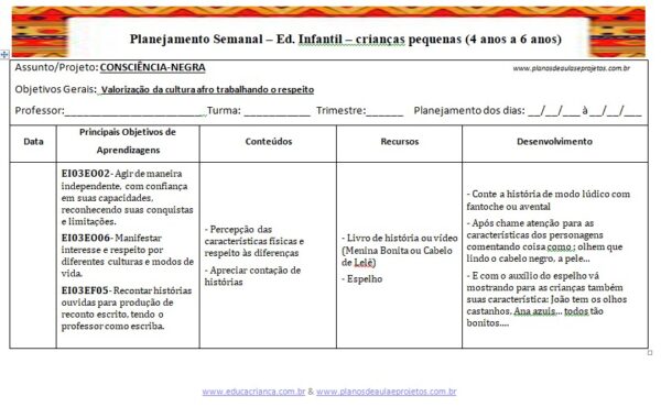 plano de aula Consciência negra