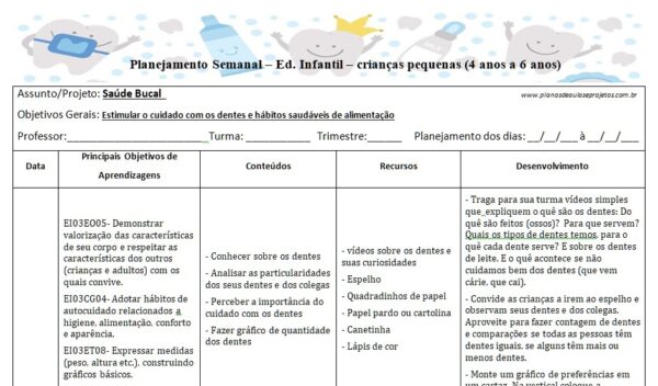 atividades de saúde bucal para pré-escola