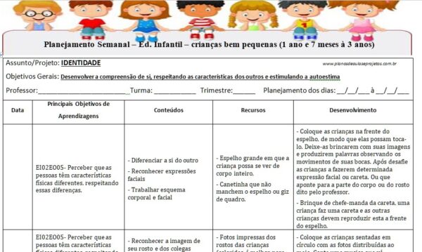 atividades de identidade para creche