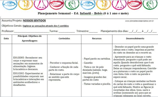 atividade dos 5 sentidos para bebês