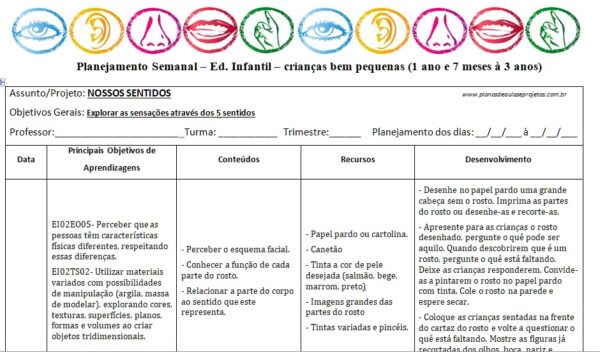 atividades dos sentidos para a creche