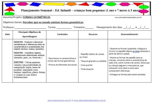 planos de aula sobre as formas geométricas