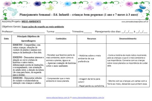 plano de aula maternal sobre meio ambiente