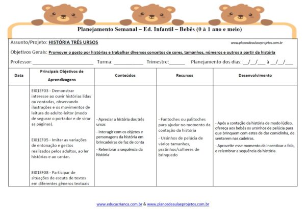 Plano de aula trimestral para Berçário: Setembro, Outubro, Novembro e Dezembro (MODELO 2) - Image 2